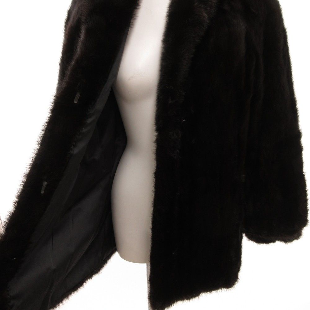 ノーブランド ファーコート 毛皮 ミンク ハーフ丈 11 茶 ブラウン /JS