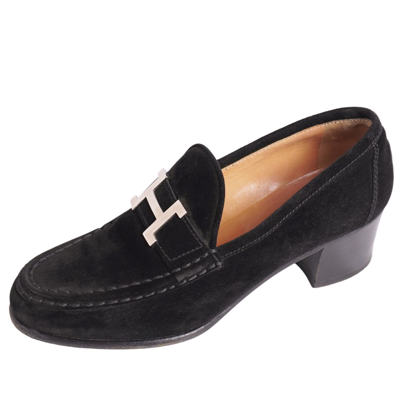 美品 エルメス HERMES ローファー モカシン Hロゴ コンスタンス スウェ