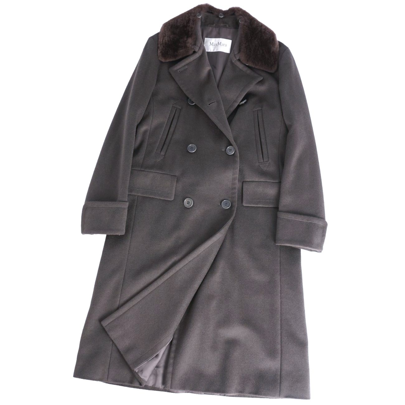 美品 マックスマーラ Max Mara コート 白タグ ロングコート ダブルブレ