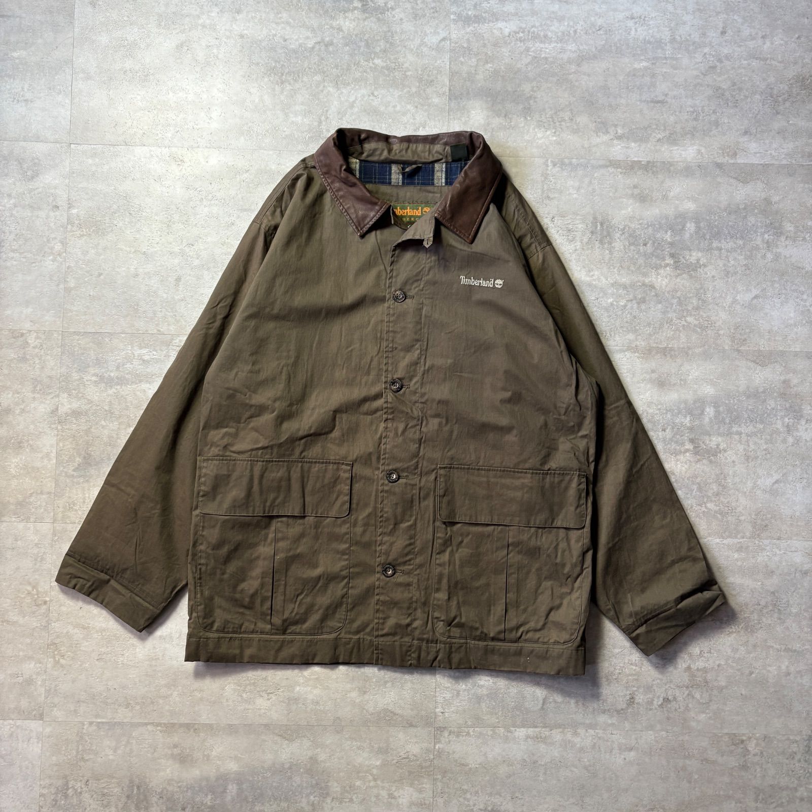 timberland ハンティングジャケット L 襟レザー 内チェック - メルカリ