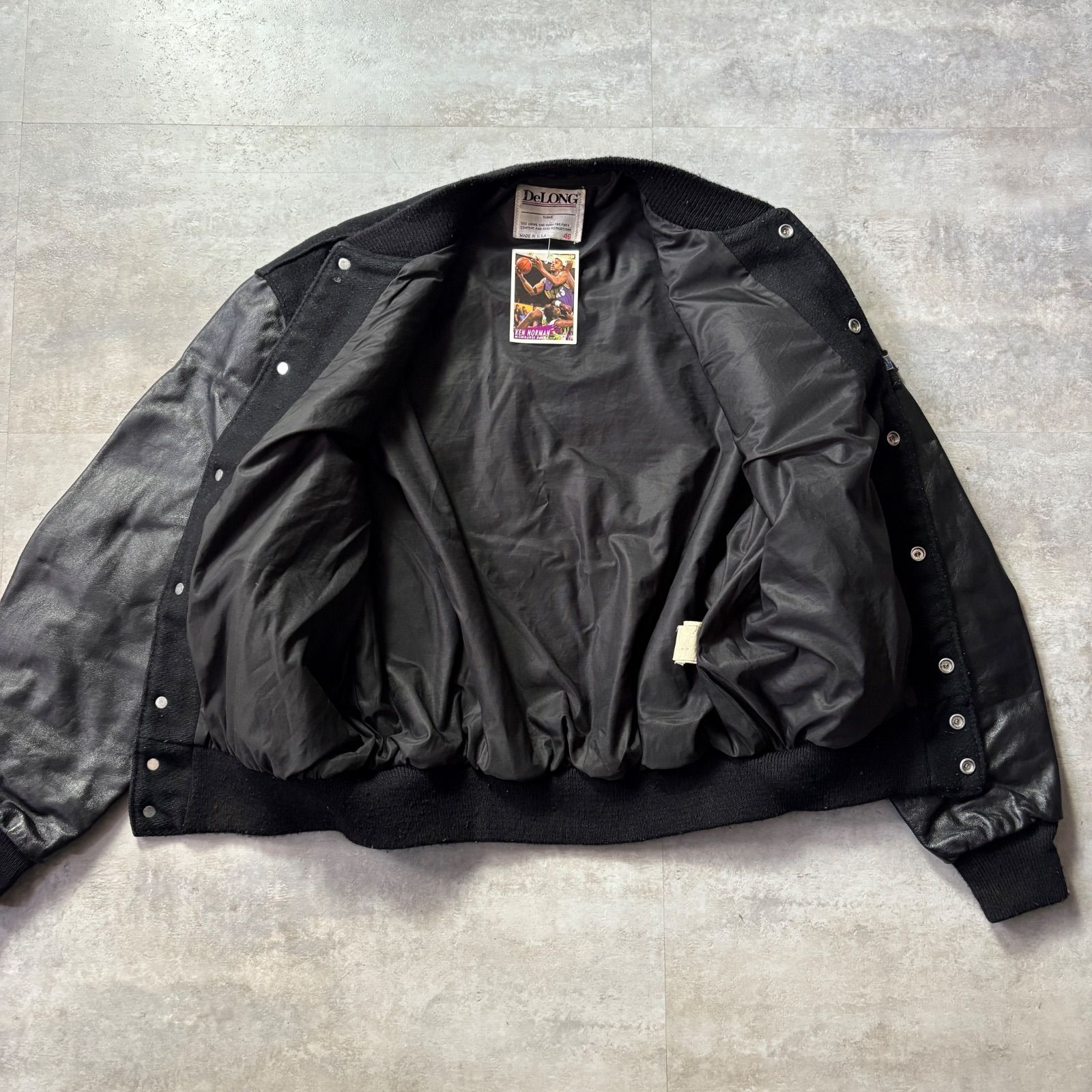 90s DeLONG Los Angeles LAKERS NBA スタジャン ウール×レザー 46 USA