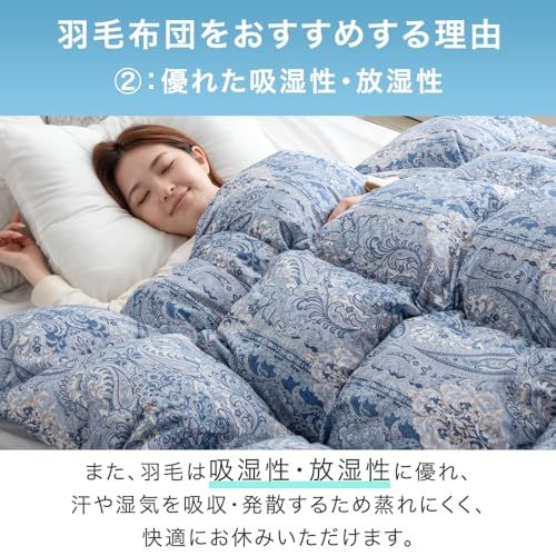 タンスのゲン 羽毛布団 シングル【コインランドリーで洗える！】 W防