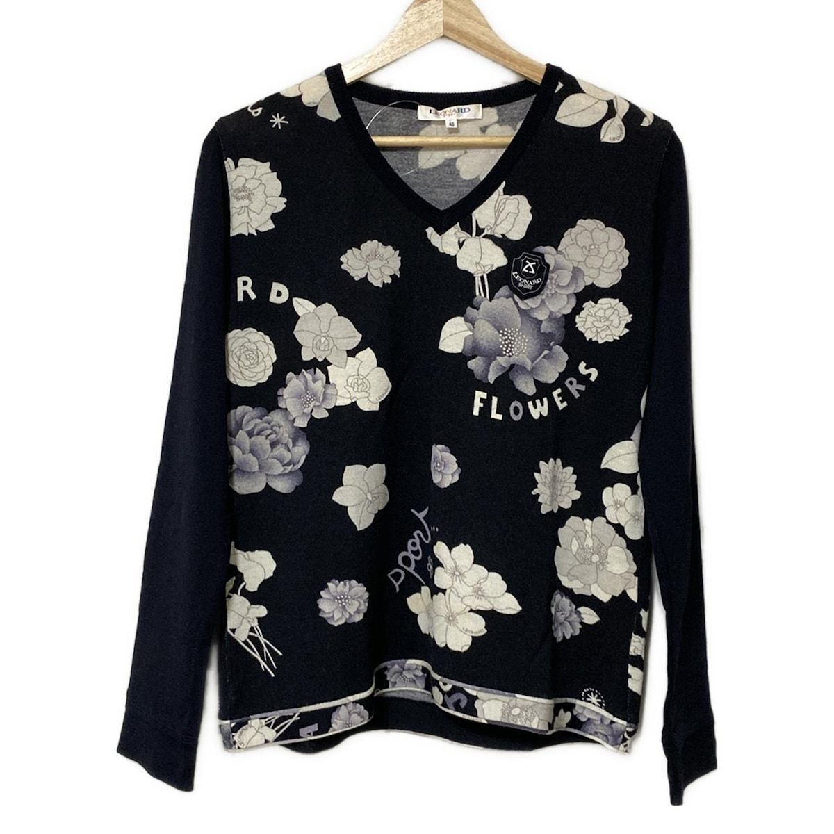 LEONARD 花柄 長袖トップス 黒/白 LEONARD SPORT(レオナールスポーツ) 長袖セーター サイズ40 M