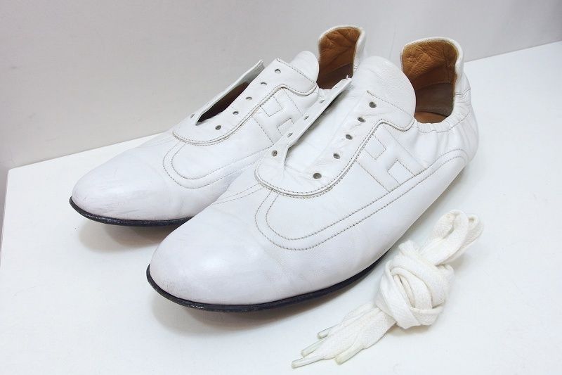 229732】HERMES エルメス クイック Hロゴ レザースニーカー 37 23.5