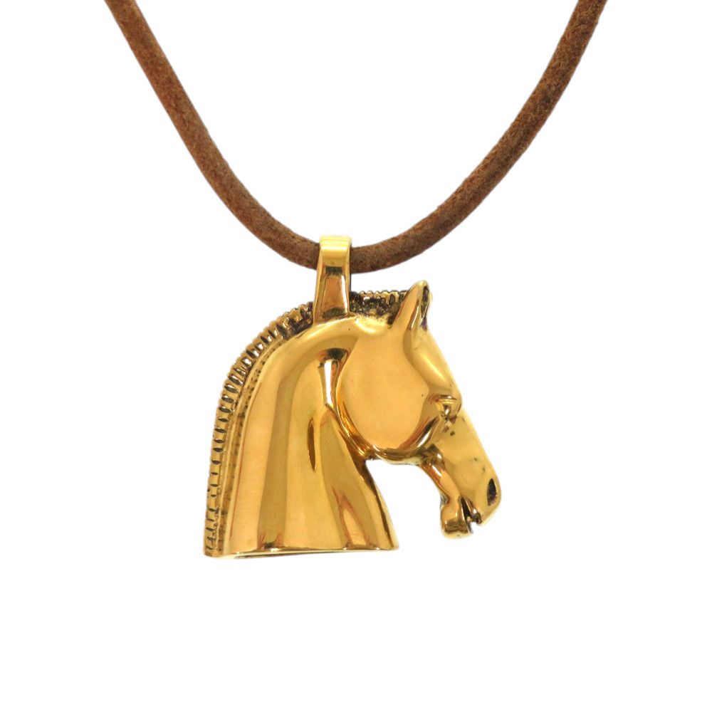 美品 エルメス シュバル ホース 馬 GP ゴールド ネックレス 0173