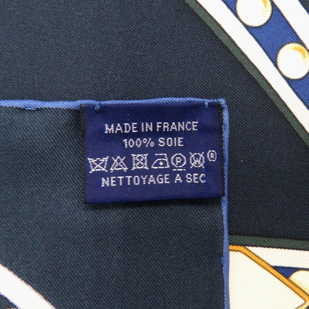 新品同様 エルメス カレ90 グラン トゥラララ シルク ネイビー