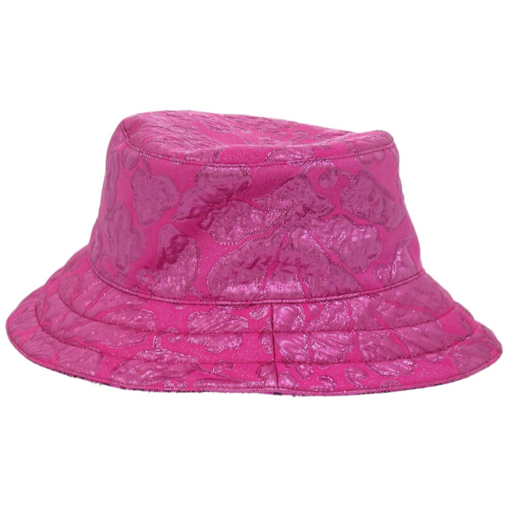 美品 グッチ メタリックジャカードリバーシブルバケットハット ピンク