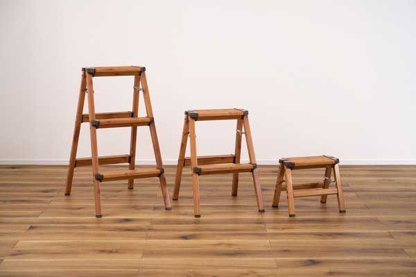  アルミ製 木目調仕上げ 折りたたみ式マルチステップ台 簡易スツール 脚立 踏み台 ディスプレイラック W 44×D 64×H 79 cm 耐荷重100 kg No.403 ３段 脚立 踏み台 脚立 はしご 足場