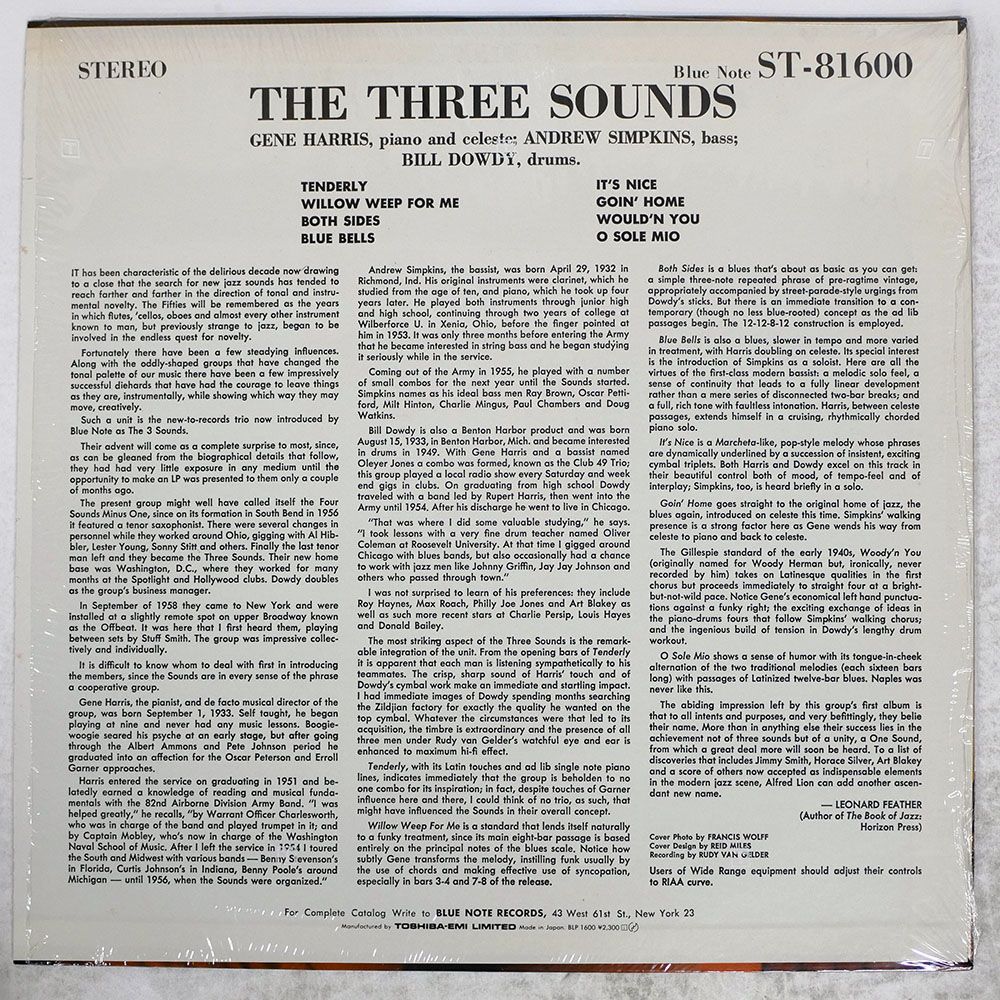 盤 THREE SOUNDS| 3 SOUNDS|BLUE NOTE BLP 1600 LP
