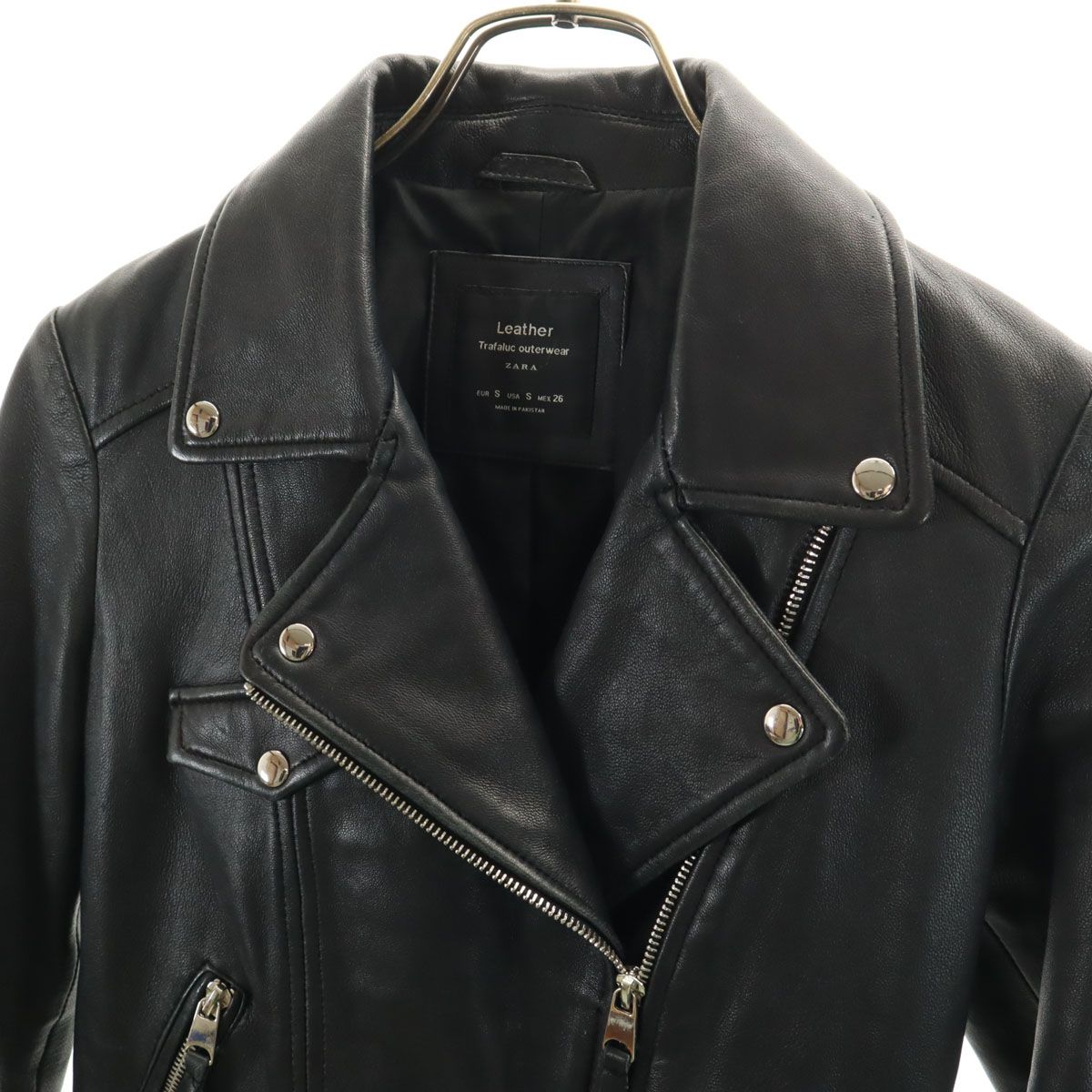 ZARA ザラ 羊革レザー ダブルライダースジャケット S ブラック