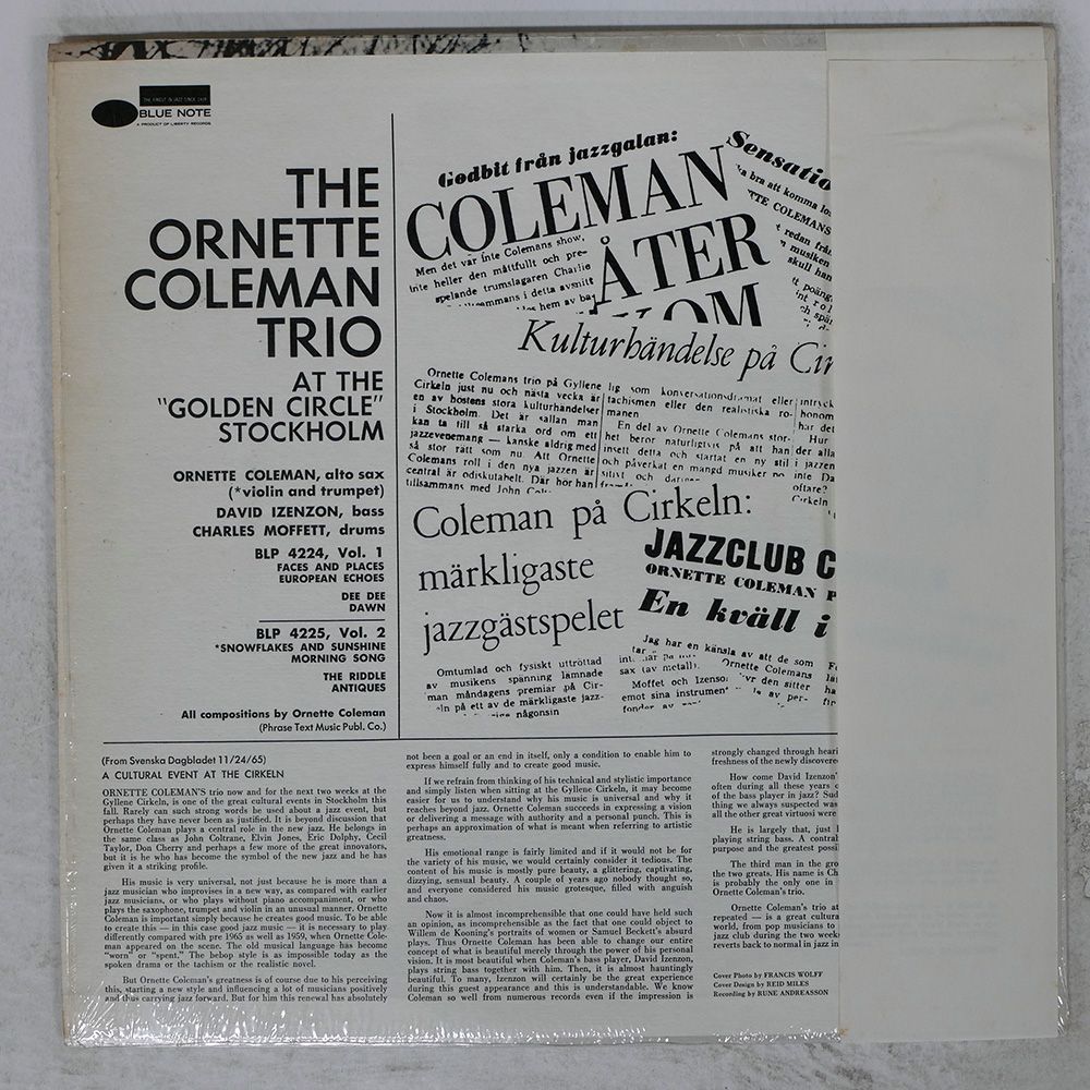 盤 ORNETTE COLEMAN|AT THE GOLDEN CIRCLE|BLUE NOTE LP