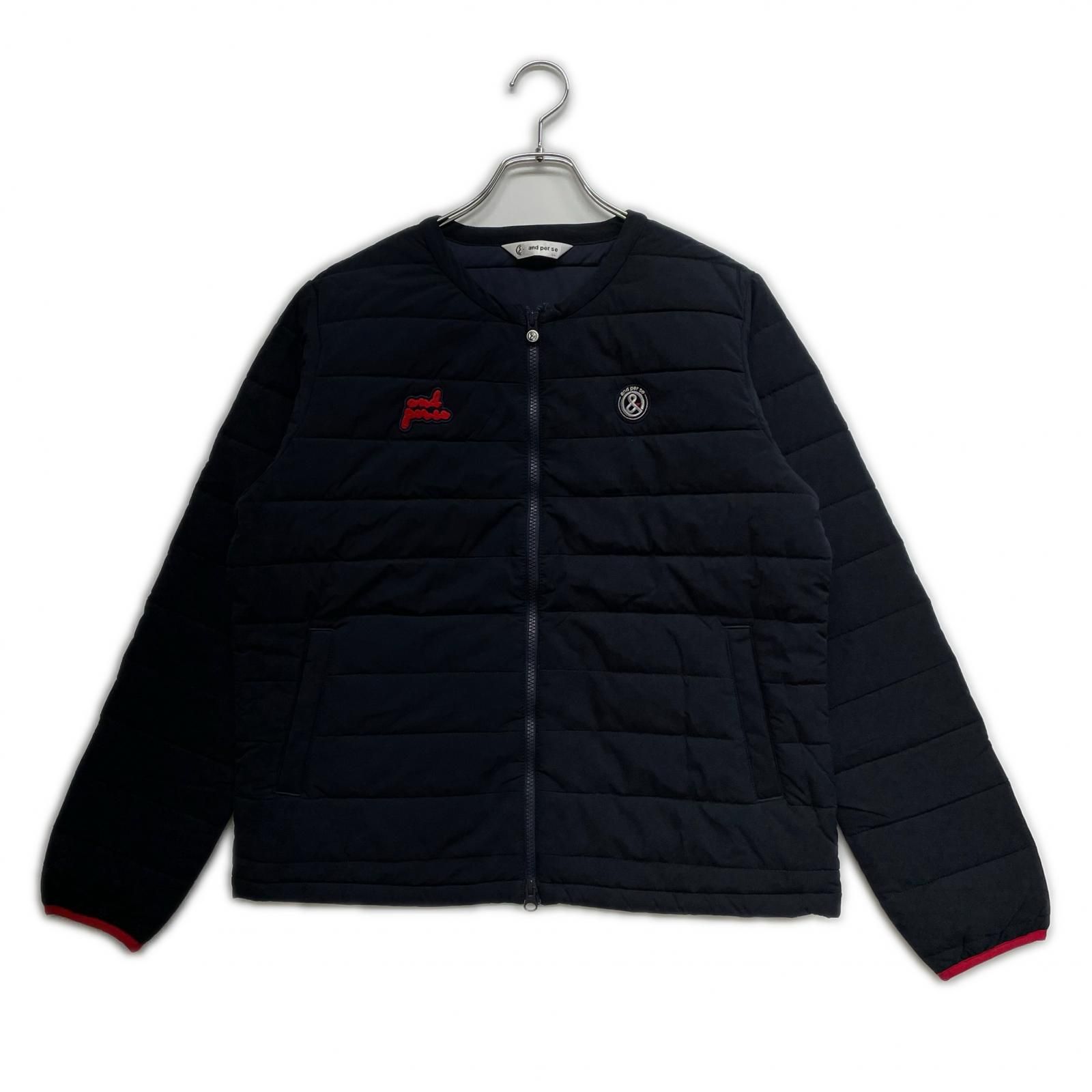 中古 レディース アンパスィ and per se ブルゾン LL 紺 ネイビー 中綿