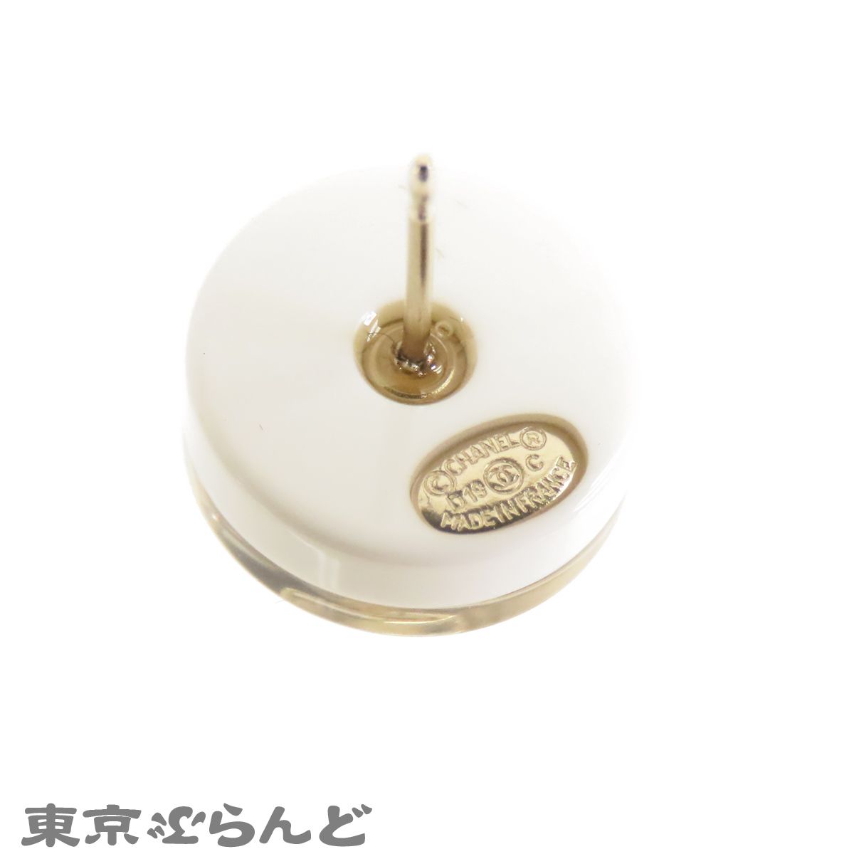 シャネル CHANEL ココマーク ラウンド ピアス ホワイトxブラック 