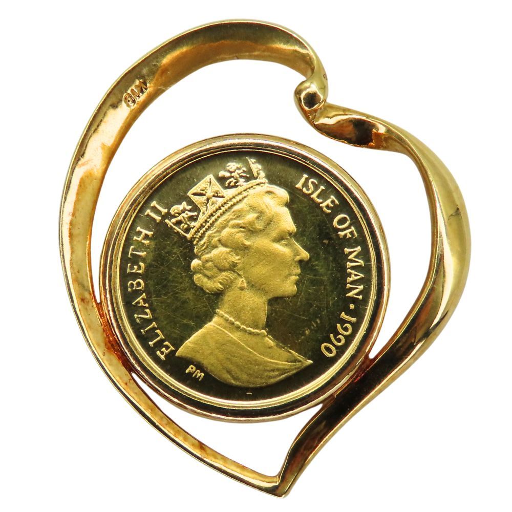 中古】K18 K24 ペンダントトップ トップ コイン付き 金貨 1/25オンス