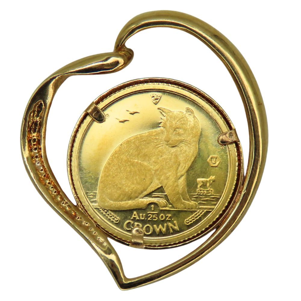 中古】K18 K24 ペンダントトップ トップ コイン付き 金貨 1/25オンス
