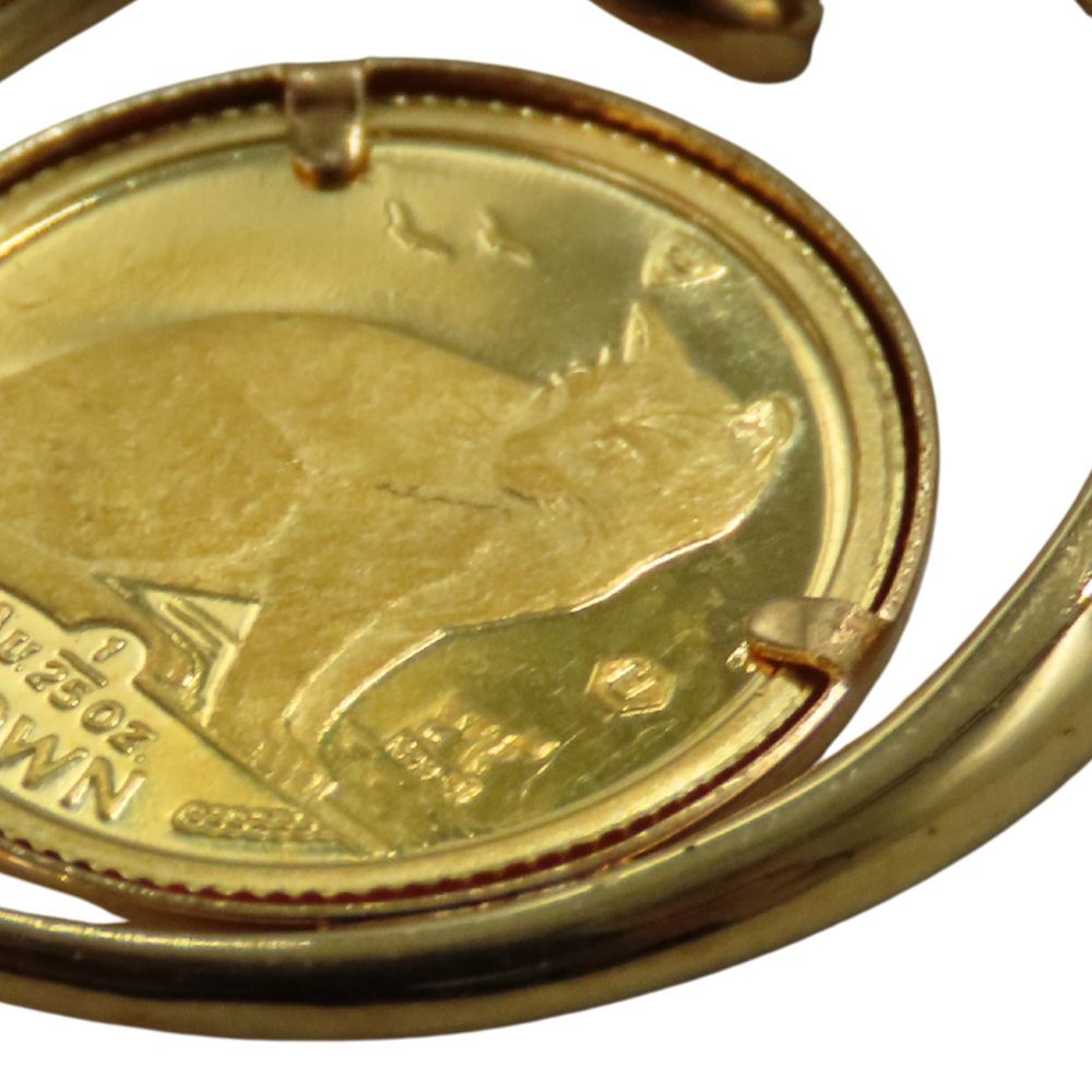 中古】K18 K24 ペンダントトップ トップ コイン付き 金貨 1/25オンス