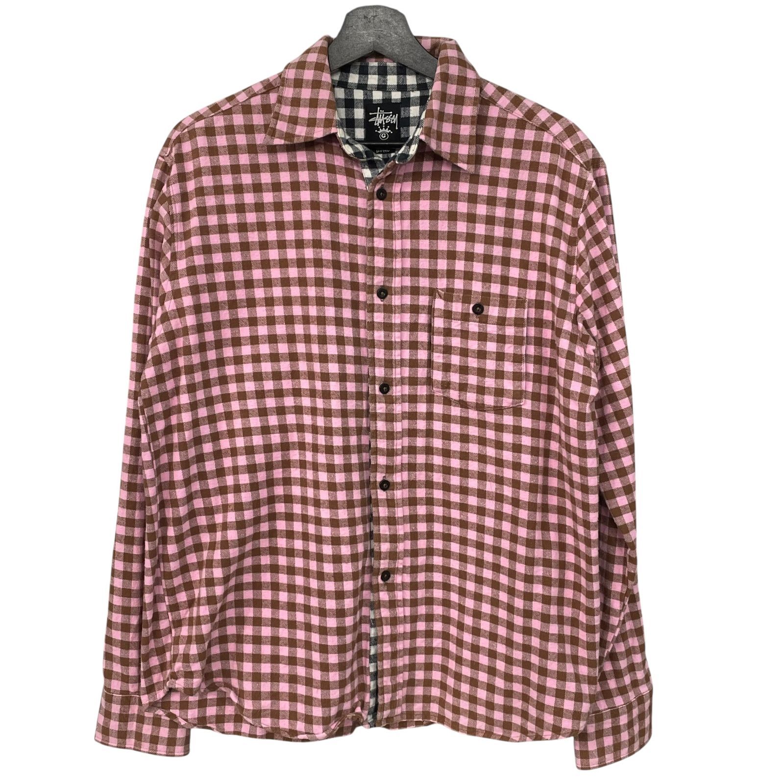 STUSSY】00s OLD STUSSY FLANNEL CHECK SHIRT PINK オールド