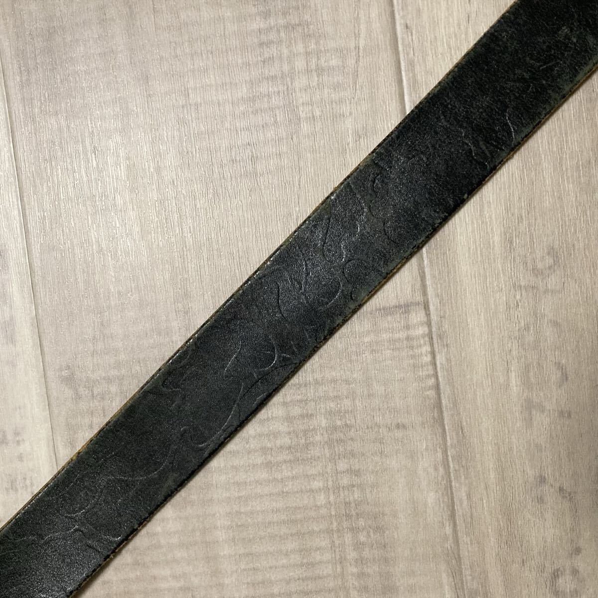 BAPE STA 型押し レザー ベルト Mサイズ ブラック a bathing ape star