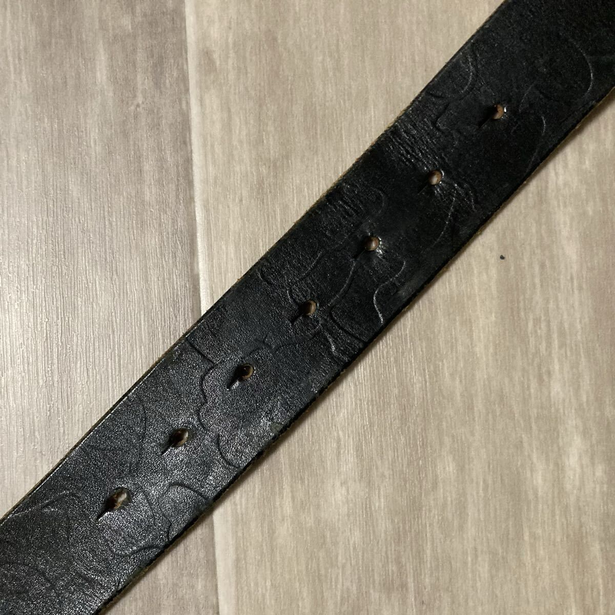 BAPE STA 型押し レザー ベルト Mサイズ ブラック a bathing ape star