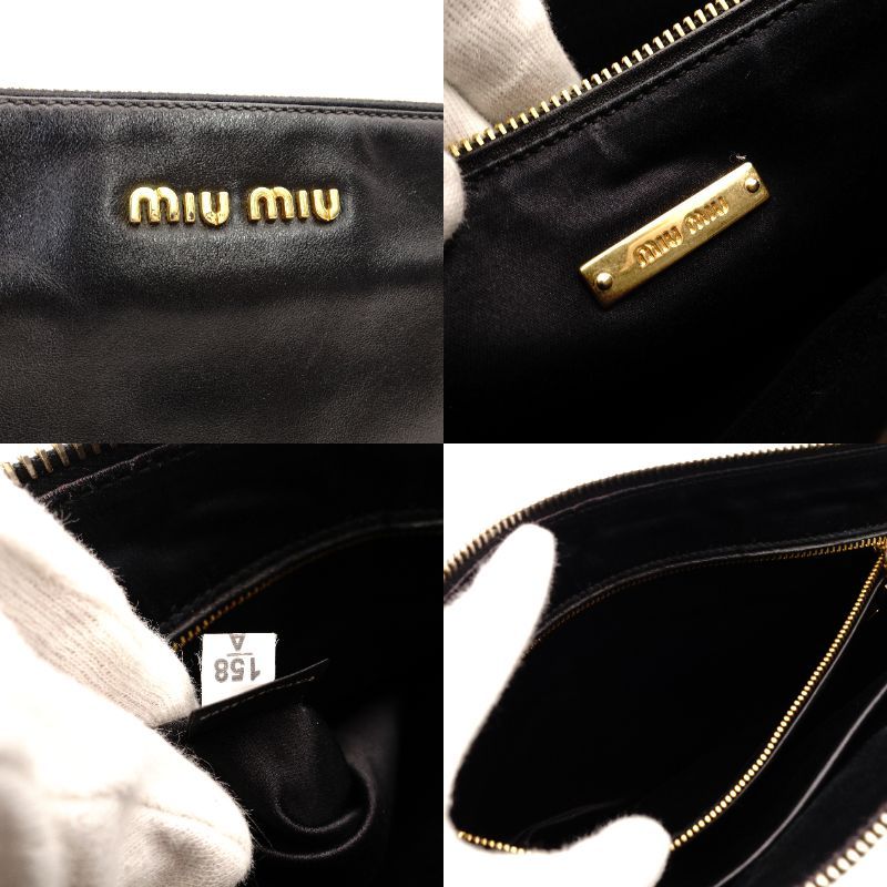 ミュウミュウ MIU MIU クラッチバッグ ブラック レザー 黒 スタッズ