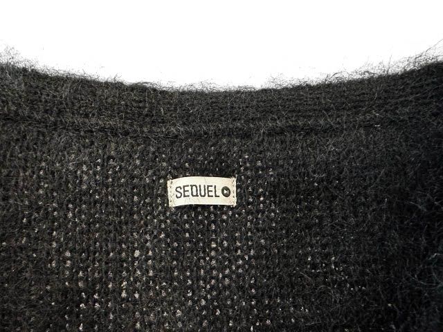 シークエル SEQUEL 25AW MOHAIR CARDIGAN BLACK ロゴ刺繍 モヘヤ