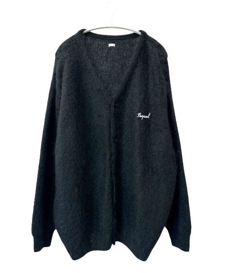 シークエル SEQUEL 25AW MOHAIR CARDIGAN BLACK ロゴ刺繍 モヘヤ