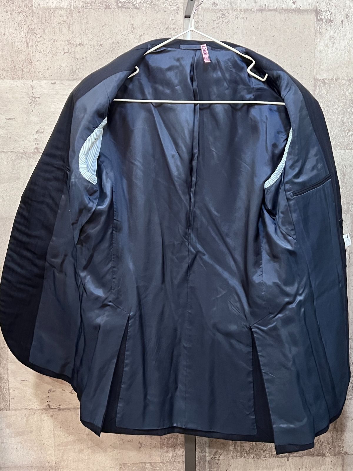 BEAMS HEART 濃紺スーツ 46 ダークネイビー シャドーストライプ