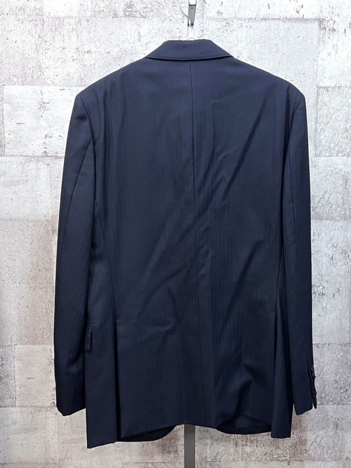 BEAMS HEART 濃紺スーツ 46 ダークネイビー シャドーストライプ