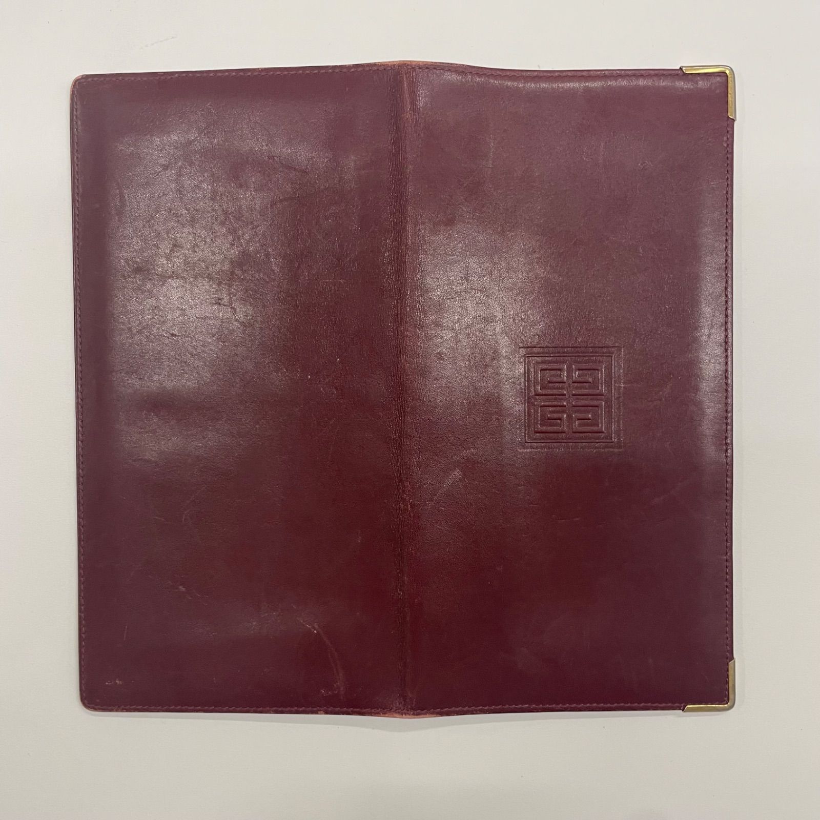 i)GIVENCHY ジバンシー 長財布 札入れ ボルドー ワインレッド レザー 
