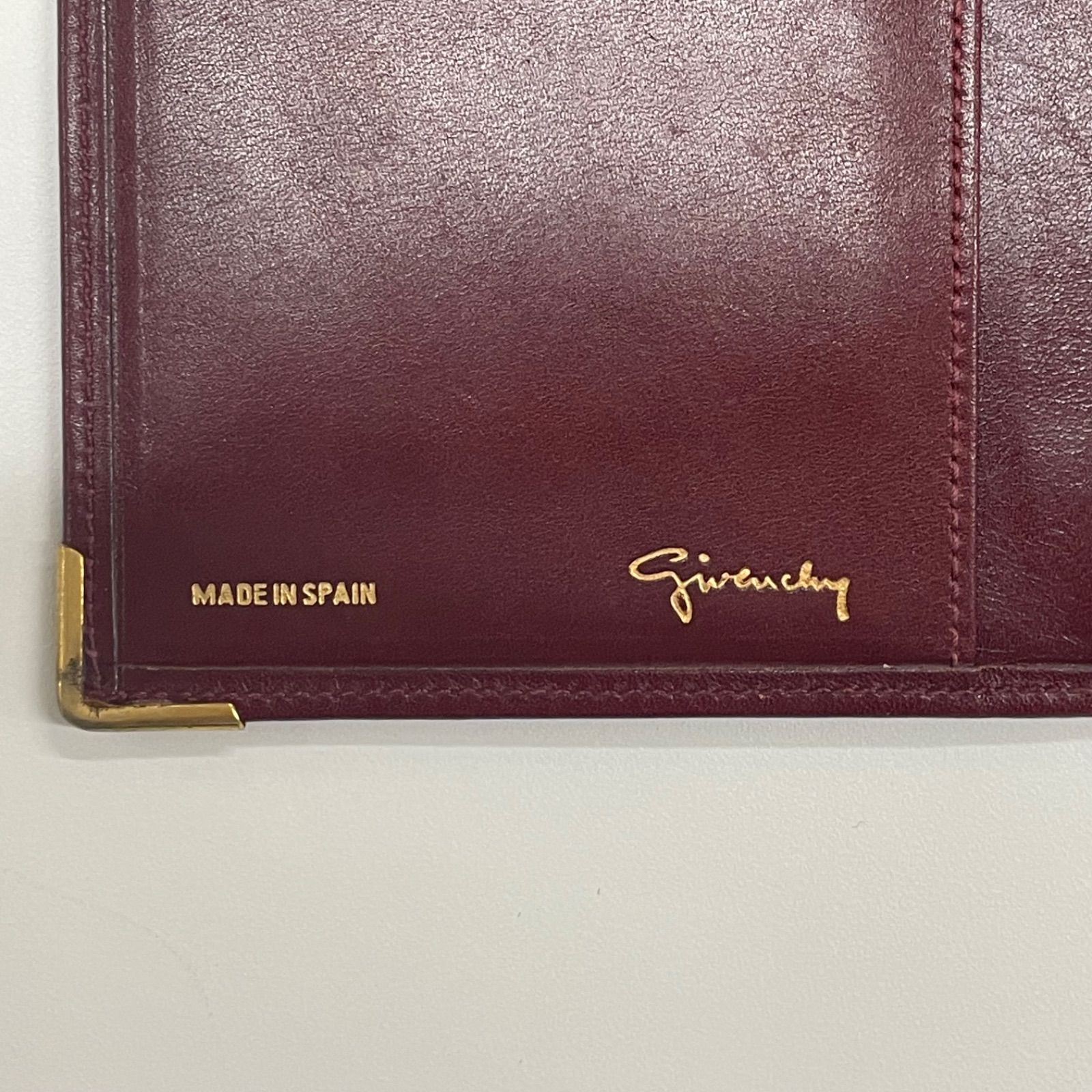 i)GIVENCHY ジバンシー 長財布 札入れ ボルドー ワインレッド レザー 