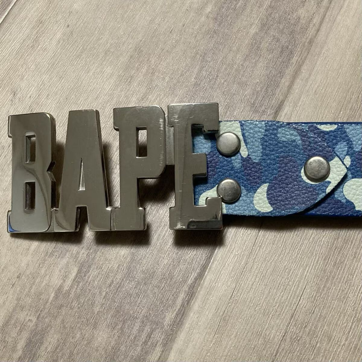 ABC CAMO BLUE レザー ベルト Lサイズ a bathing ape BAPE leather