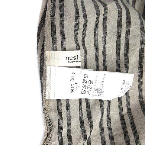 ネストローブ nest Robe リネン ストライプ フリル チュニック ロング