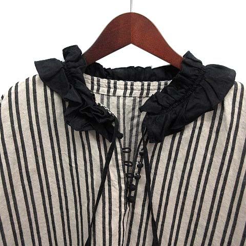 ネストローブ nest Robe リネン ストライプ フリル チュニック ロング