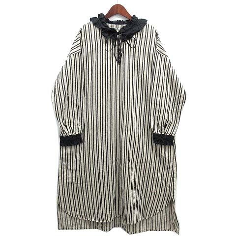 ネストローブ nest Robe リネン ストライプ フリル チュニック ロング