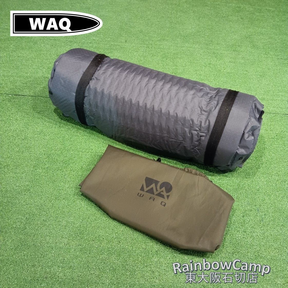 ◇WAQ(ワック) インフレータブル式マット(オリーブ) シングル 厚み