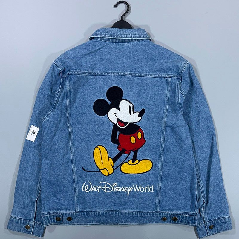 00s ディズニーランド ミッキーマウス 総刺繍 デニムジャケット Disney Walt Disney World ディズニーパーク WDW ミッキーマウス デニム