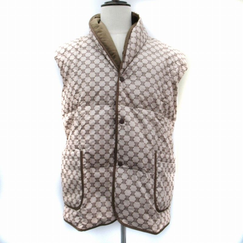 【美品✨】セリーヌ　ダウンベスト　フィービー期　マカダム柄　総柄　西川　日本製 CELINE セリーヌ ダウンベスト マカダム柄 ベージュ 総柄 西川産業