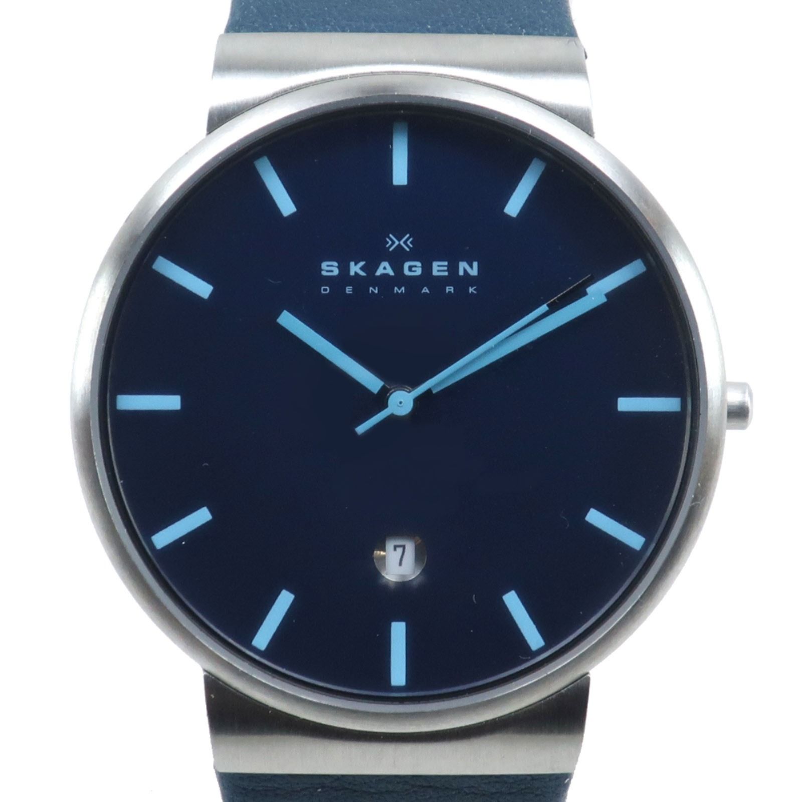 SKAGEN】スカーゲン SKW6089 ステンレススチール×レザー シルバー/青 