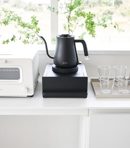 山崎実業 Yamazaki 完成品 引き出し付き キッチン 家電下ラック ブラック 約W 22.2×D 27.5×H 11.5 cm 取っ手含む タワー tower スライド棚 小物収納 紅茶パック収納 2019 e 3931 b 400