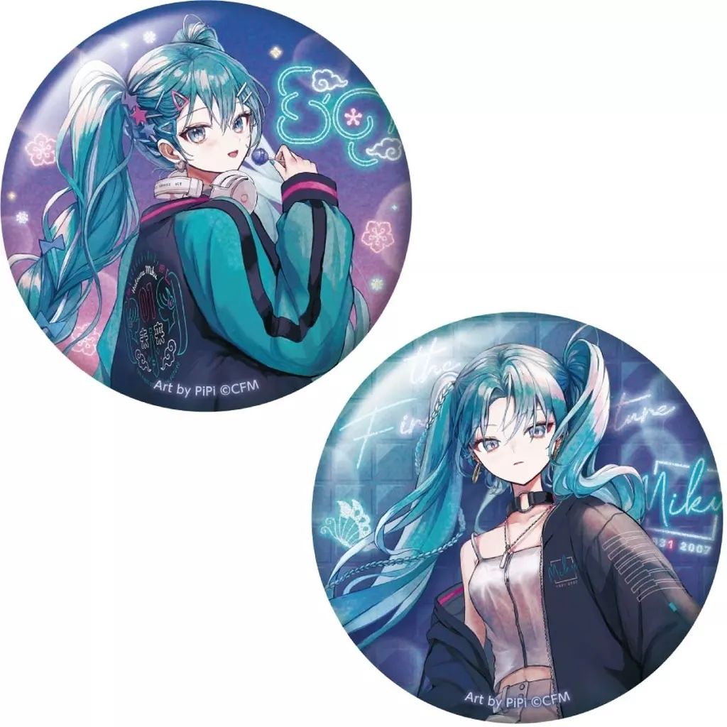 HATSUNE MIKU 缶バッジセット☆B 中古】バッジ・ビンズ 初音ミク おおきめグリッター缶バッジセット Art