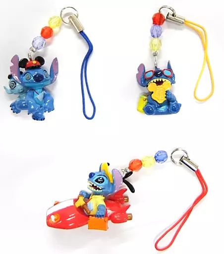 中古】雑貨 スティッチ ストラップ3種セット 「リロ＆スティッチ