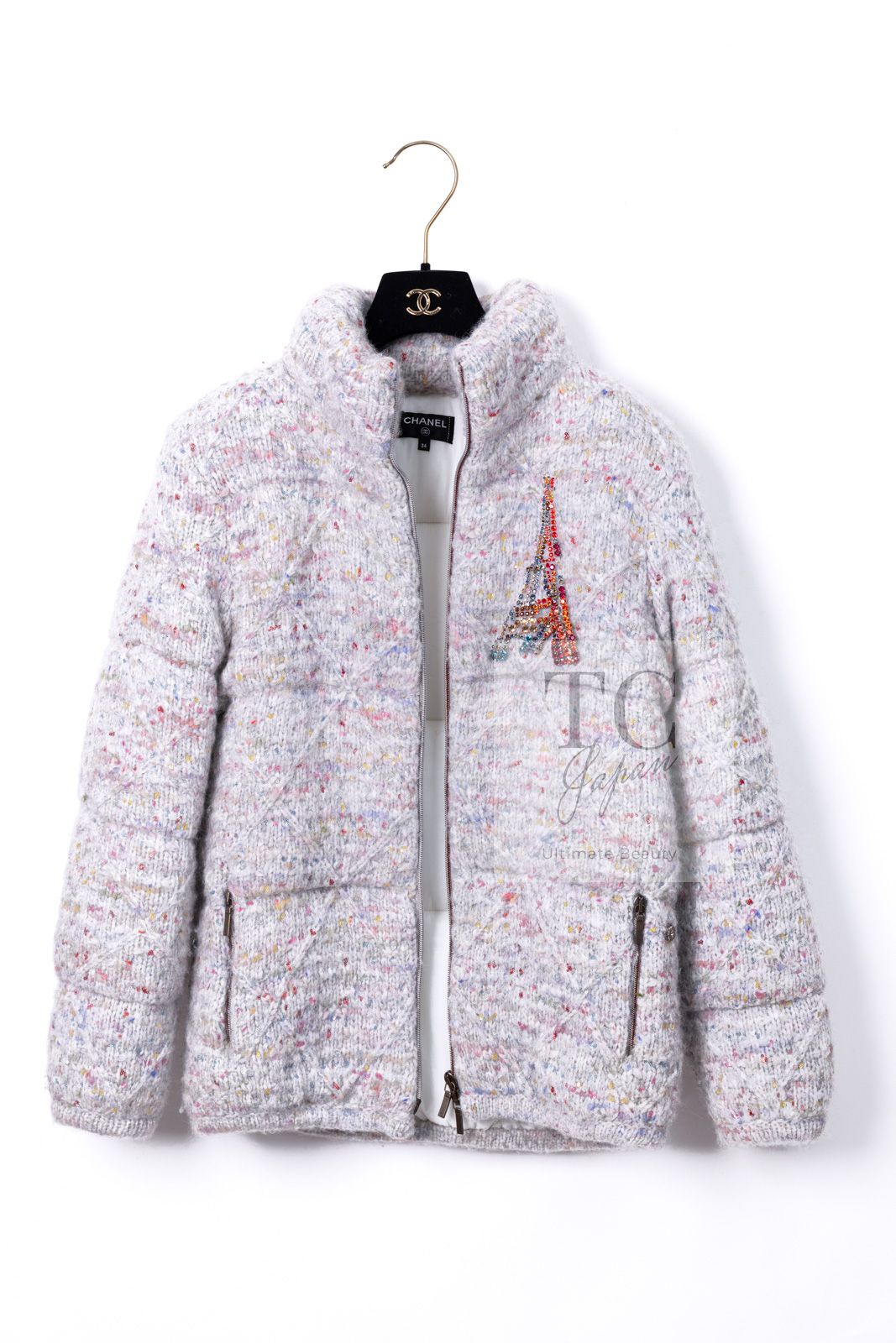 シャネル ブルゾン ジャンパー ジャケット CHANEL グレー ビジュー