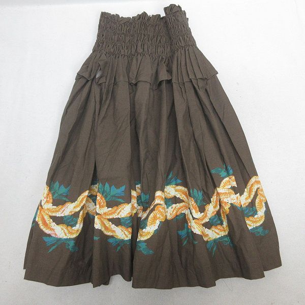 パウスカート　ハンドメイド g□フラダンス用□パウスカート ハンドメイド フルーサイズ□茶/LADIES
