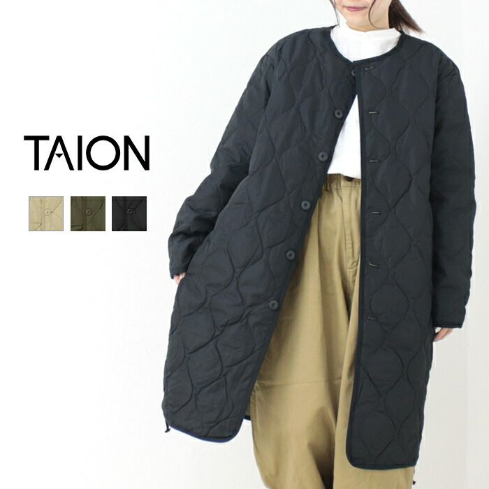 30%OFF] タイオン TAION ミリタリークルーネックダウンコート 104BML-1 