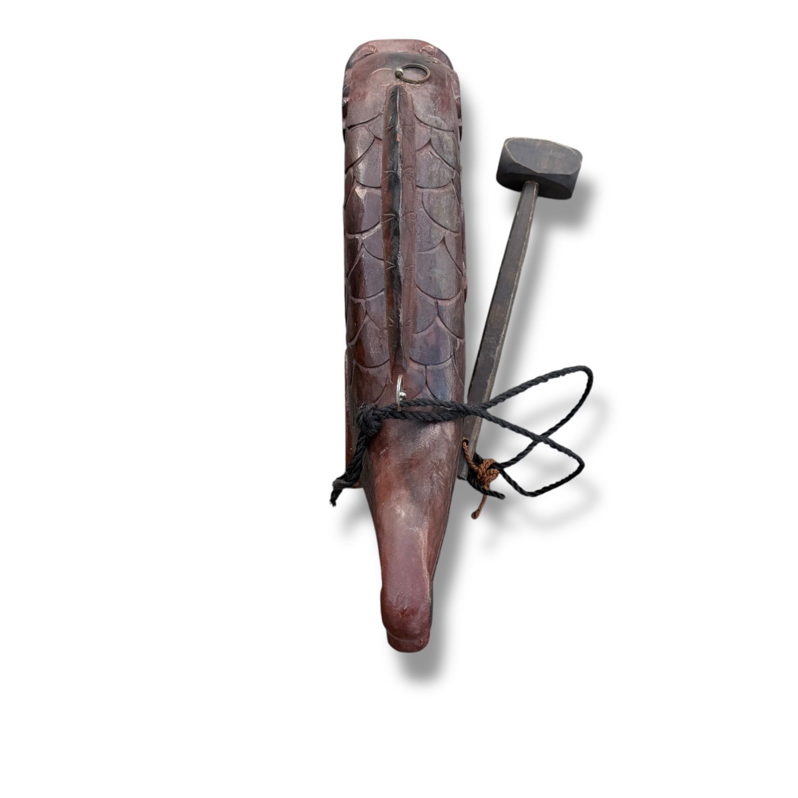  時代物 魚板 ぎょばん 魚鼓 ぎょく 開 かいぱん 木製 仏具 咥え玉 卓上トレイ 置物 インテリア小物