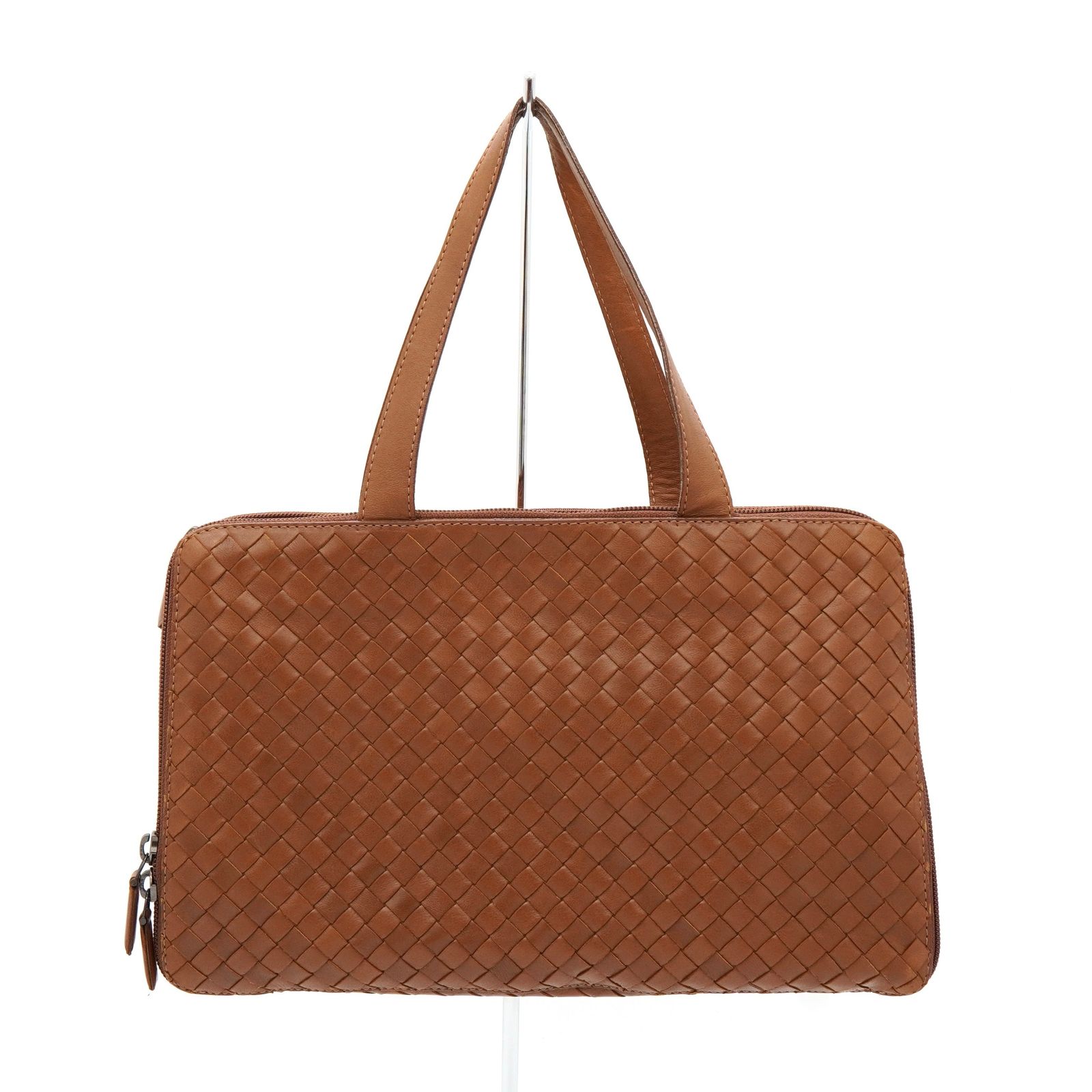 ボッテガ ヴェネタ イントレチャート レザー ハンドバッグ ブラウン