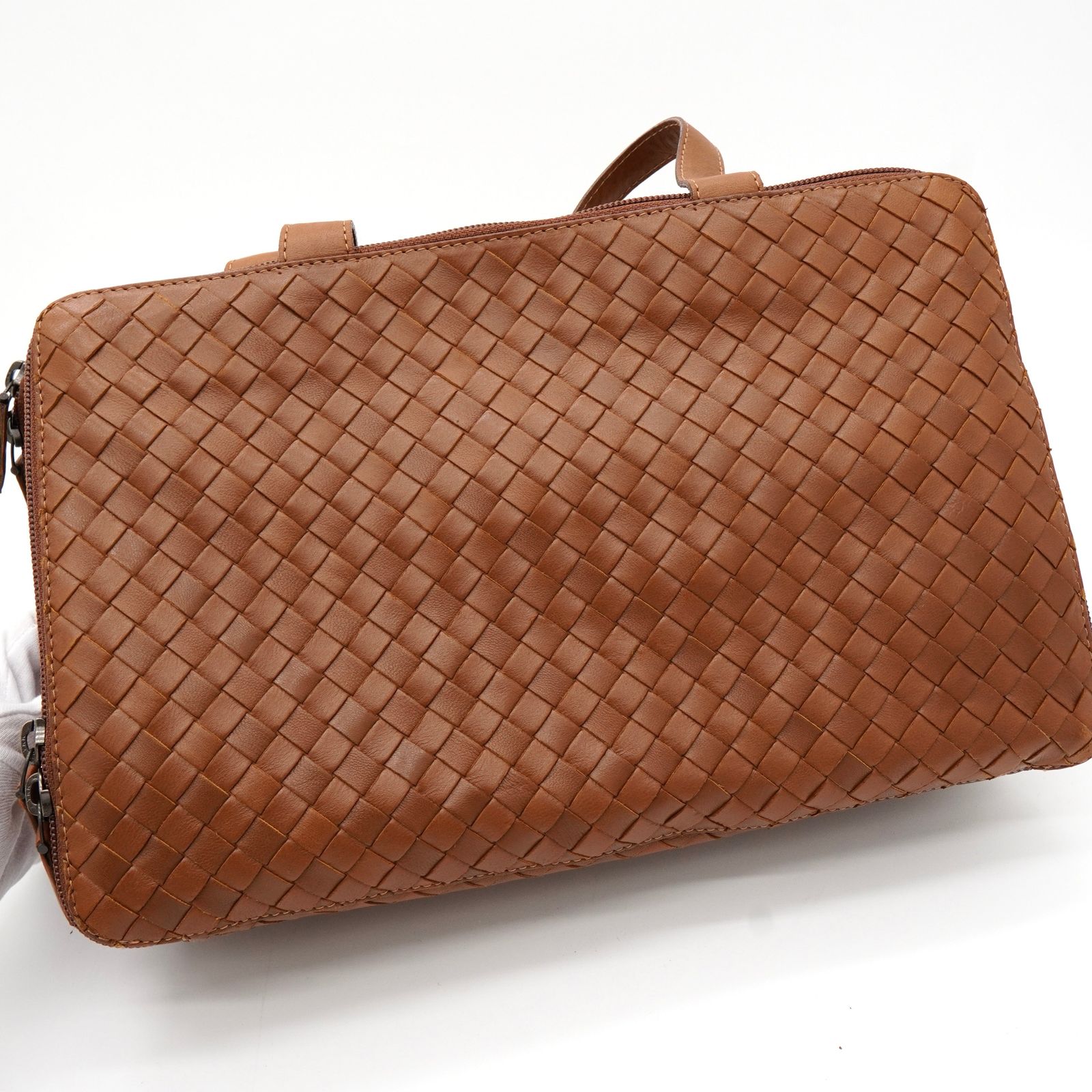 【極美品】ボッテガヴェネタ　ハンドバッグ　レザー　ブラウン ボッテガ ヴェネタ イントレチャート レザー ハンドバッグ ブラウン