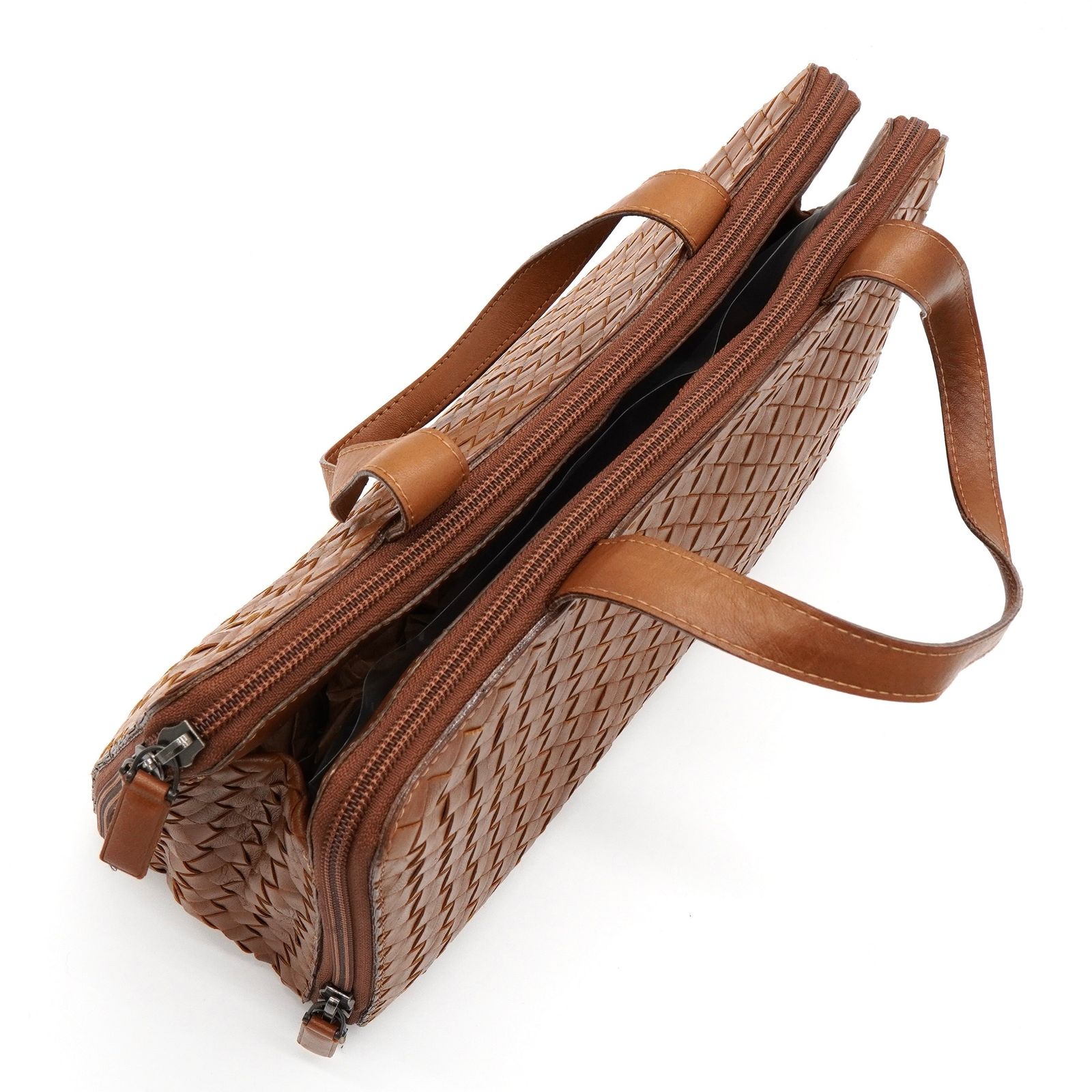 ボッテガ ヴェネタ イントレチャート レザー ハンドバッグ ブラウン