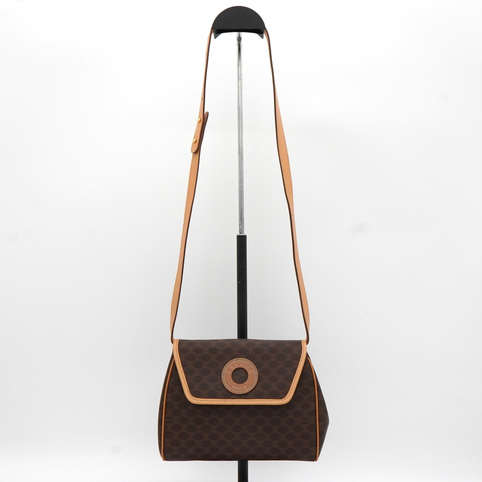 セリーヌ サークルロゴ マカダム PVC / レザー ショルダーバッグ