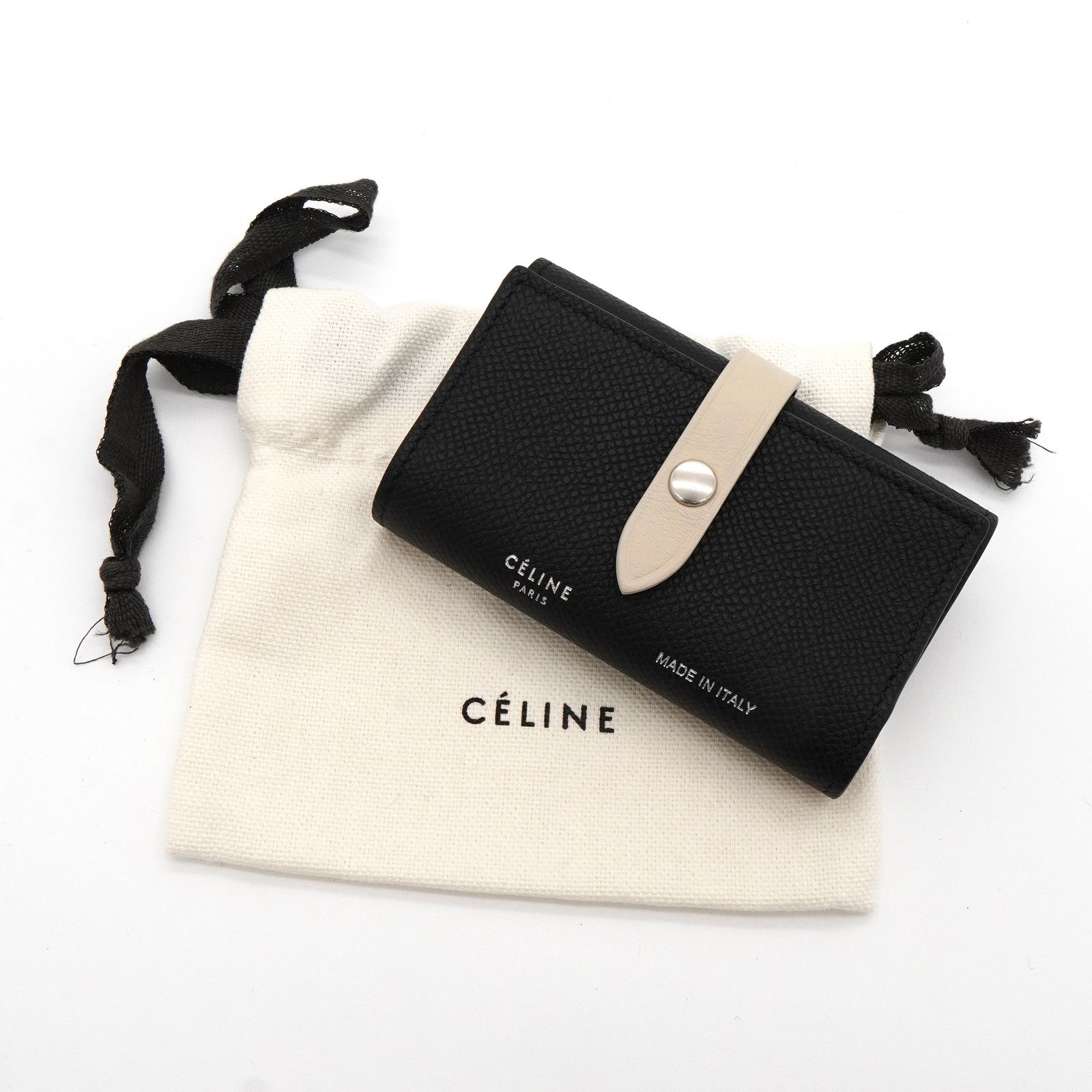 セリーヌ レザー バイカラー 6連 キーケース ブラック / ホワイト